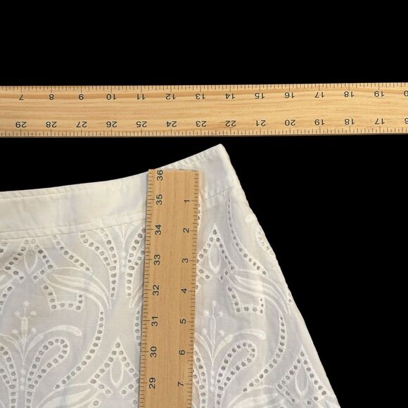 J. Mclaughlin Womens Cotton Eyelet Long A-Line Skirt White Size 8 Lined - Picture 11 of 13